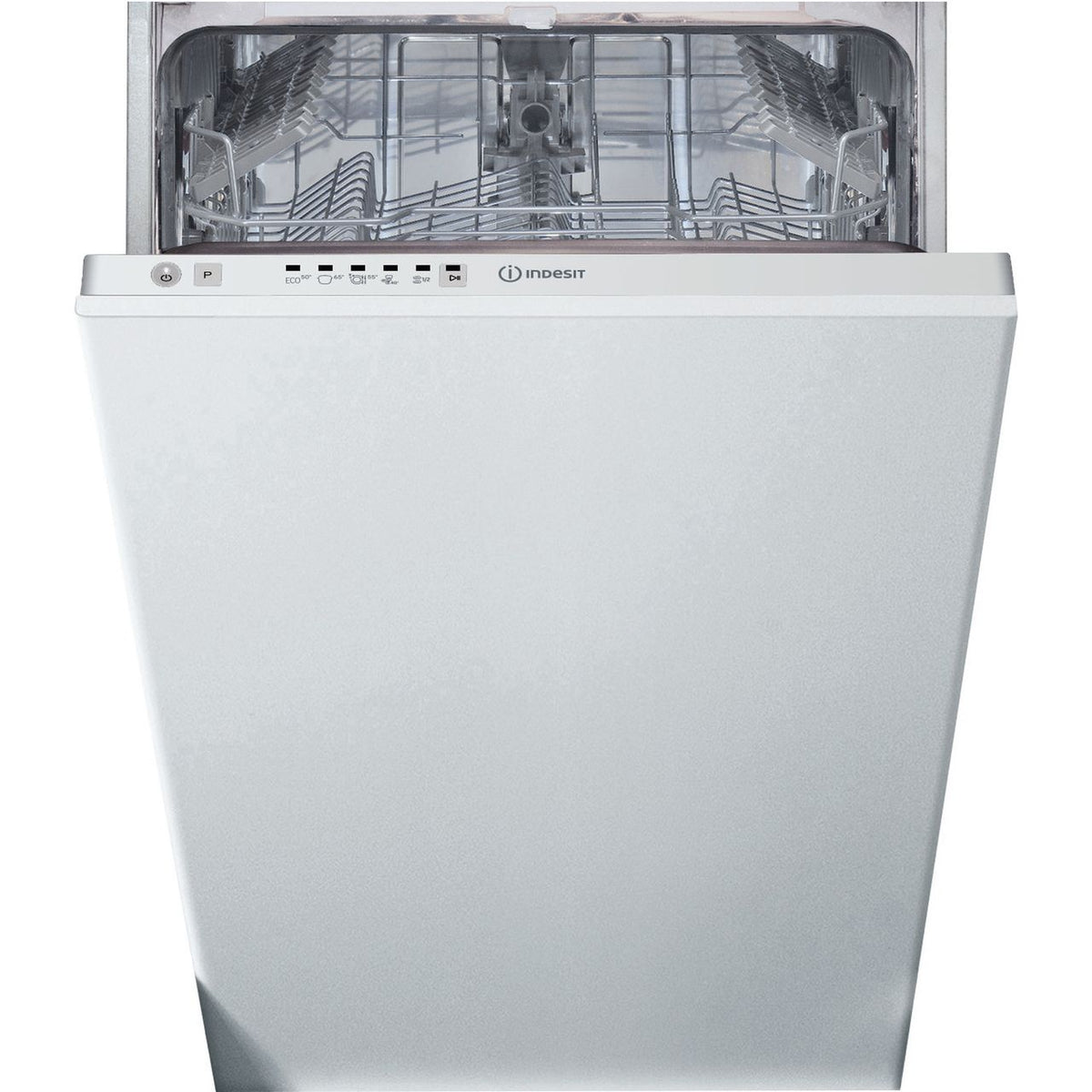 Indesit DI9E2B10UK Fully Integrated Slimline Dishwasher - White Control Panel - F Rated