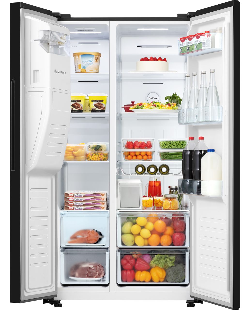 Fridgemaster MS91500IEB Non-Plumbed Total No Frost American Fridge Freezer - Black - E Rated