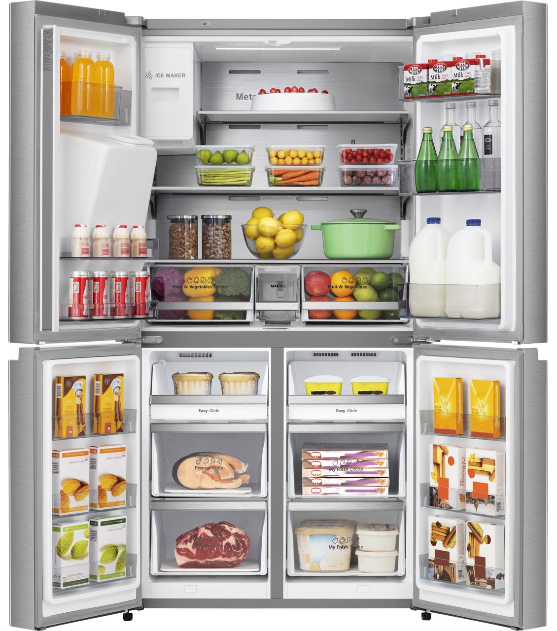 Hisense RQ760N4SASE Wifi Connected Non-Plumbed Total No Frost American Fridge Freezer - Stainless Steel - E Rated