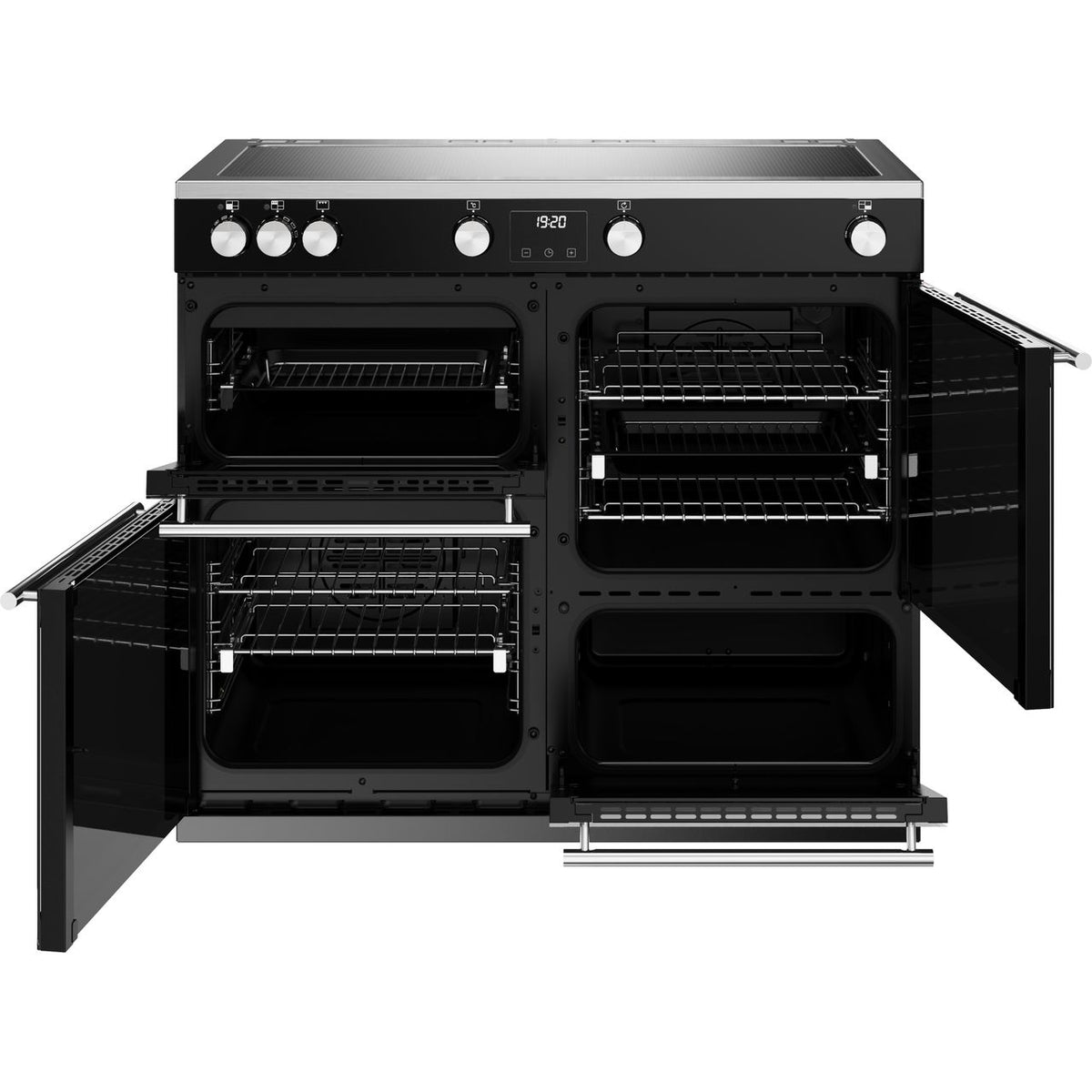 Stoves Precision Deluxe ST DX PREC D1000Ei ZLS BK 100cm Electric Range Cooker with Induction Hob - Black - A Rated