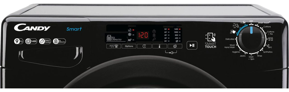 Candy CS149TWBB4-1-80 9kg Washing Machine with 1400 rpm - Black - B Rated