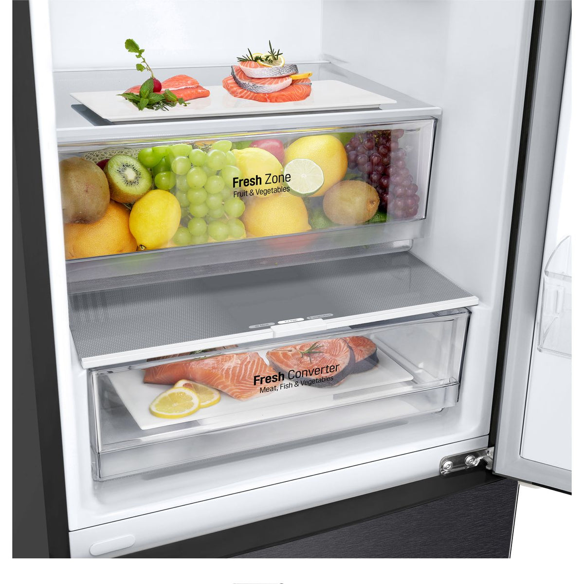 LG NatureFRESH™ GBP62MCNAC 70-30 Frost Free Fridge Freezer - Black - A Rated