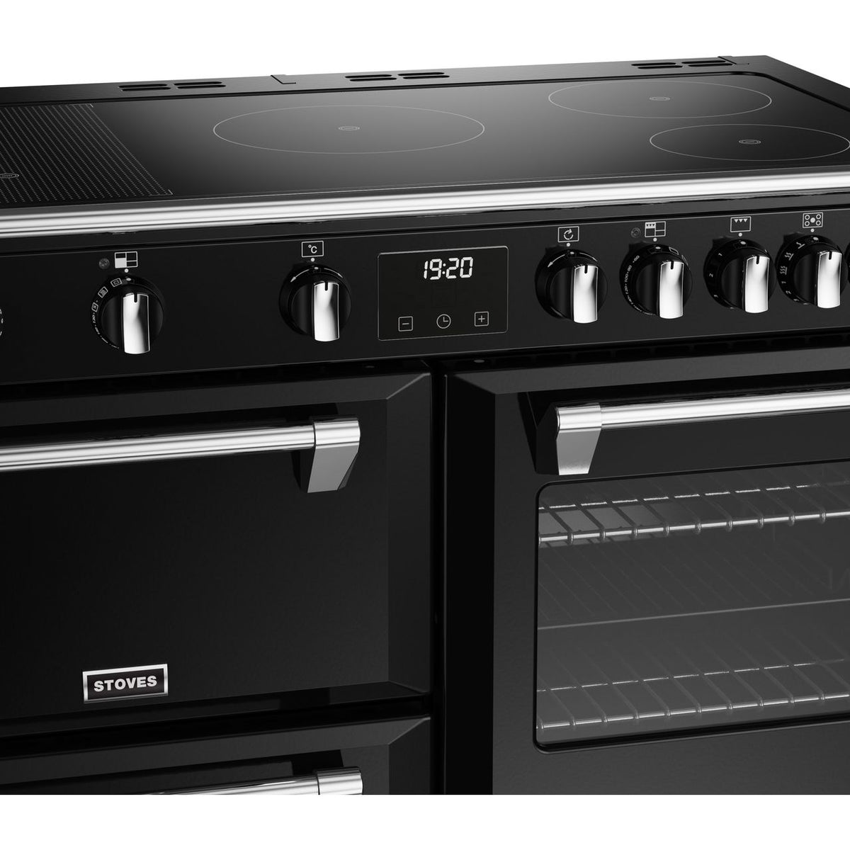 Stoves Richmond Deluxe ST DX RICH D1000Ei RTY BK 100cm Electric Range Cooker with Induction Hob - Black - A Rated