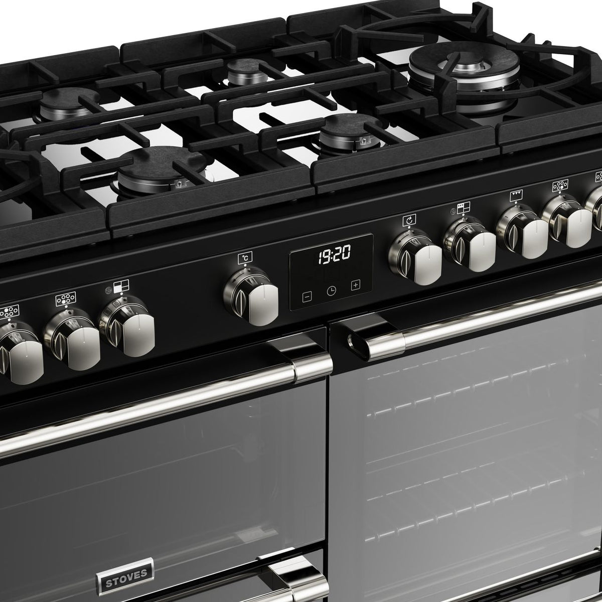 Stoves Sterling Deluxe ST DX STER D1000DF GTG BK 100cm Dual Fuel Range Cooker - Black - A Rated