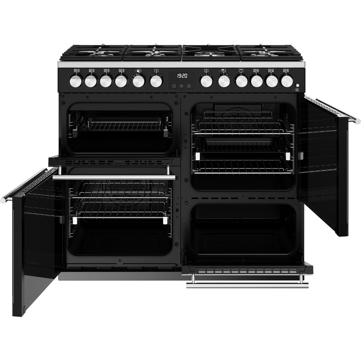 Stoves Precision Deluxe ST DX PREC D1000DF BK 100cm Dual Fuel Range Cooker - Black - A Rated