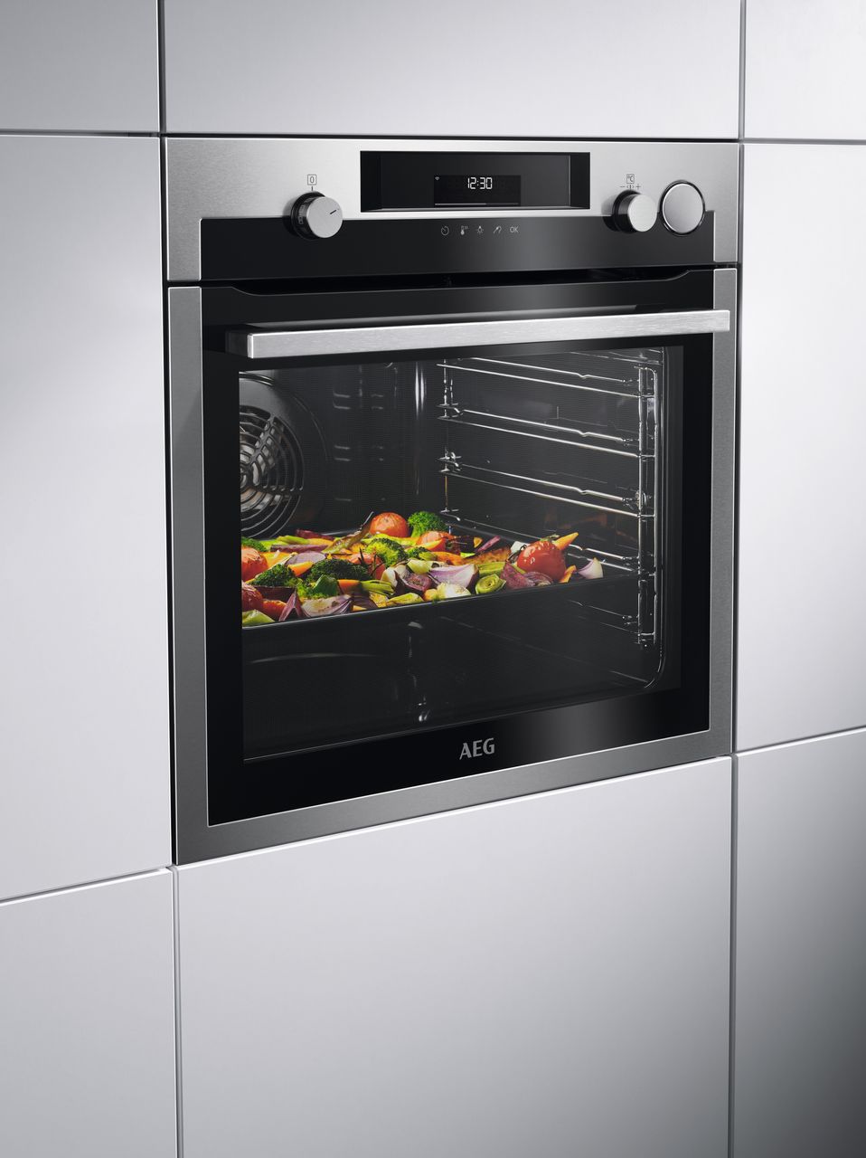 AEG 7000 SteamCrisp® BSE577261M Built In Electric Single Oven with Pyrolytic Cleaning - Black - Stainless Steel - A+ Rated