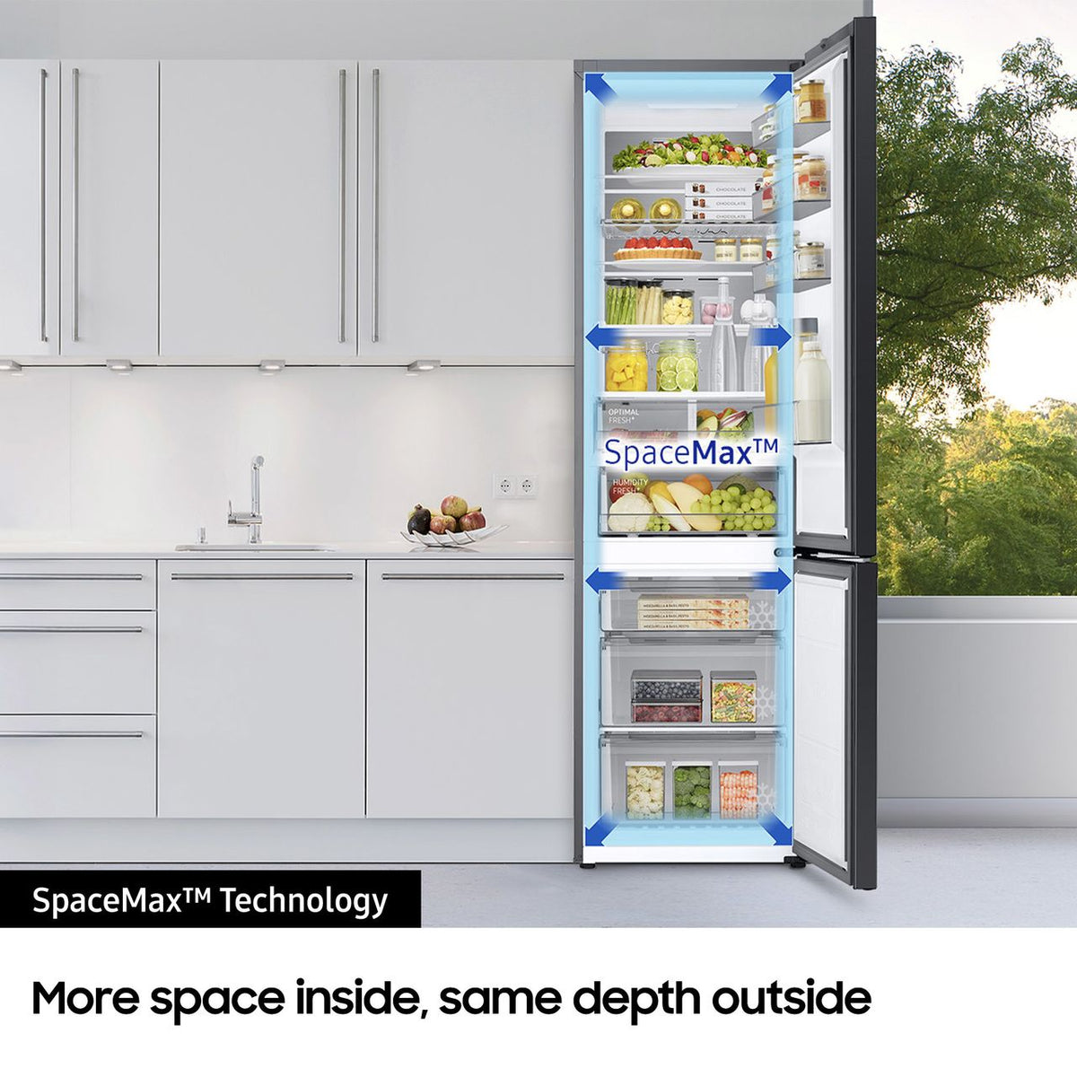 Samsung Bespoke Series 8 RB38C7B5CB1 Wifi Connected 70-30 Total No Frost Fridge Freezer - Black - C Rated