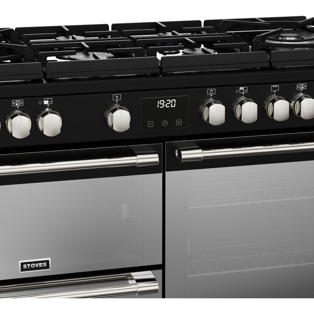 Stoves Sterling Deluxe ST DX STER D1100DF GTG BK 110cm Dual Fuel Range Cooker - Black - A-A-A Rated