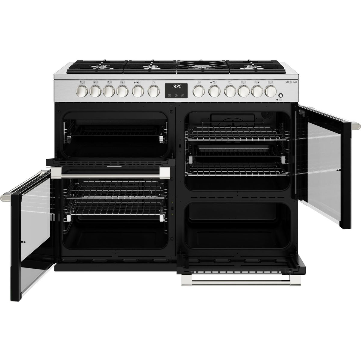 Stoves Sterling Deluxe ST DX STER D1100DF SS 110cm Dual Fuel Range Cooker - Stainless Steel - A-A-A Rated