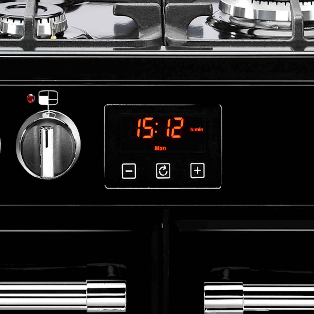 Belling Farmhouse100DF 100cm Dual Fuel Range Cooker - Black - A-A Rated