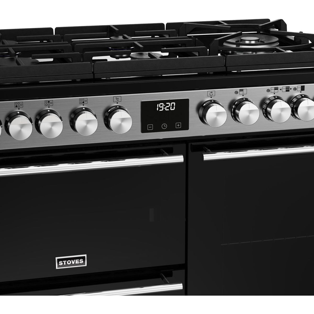 Stoves Precision Deluxe ST DX PREC D900DF GTG SS Dual Fuel Range Cooker - Stainless Steel - Black - A-A-A Rated