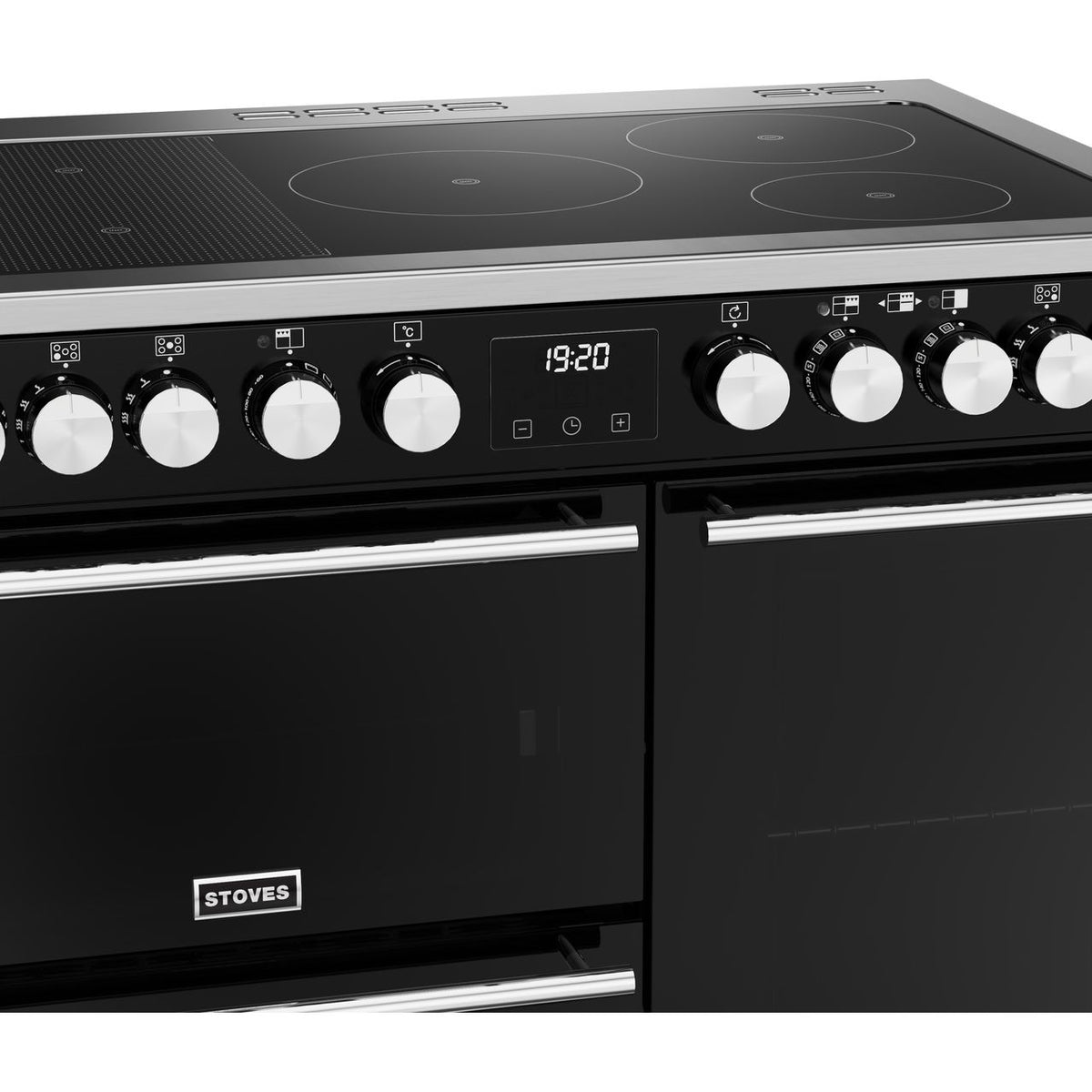 Stoves Precision Deluxe ST DX PREC D900Ei RTY BK 90cm Electric Range Cooker with Induction Hob - Black - A Rated