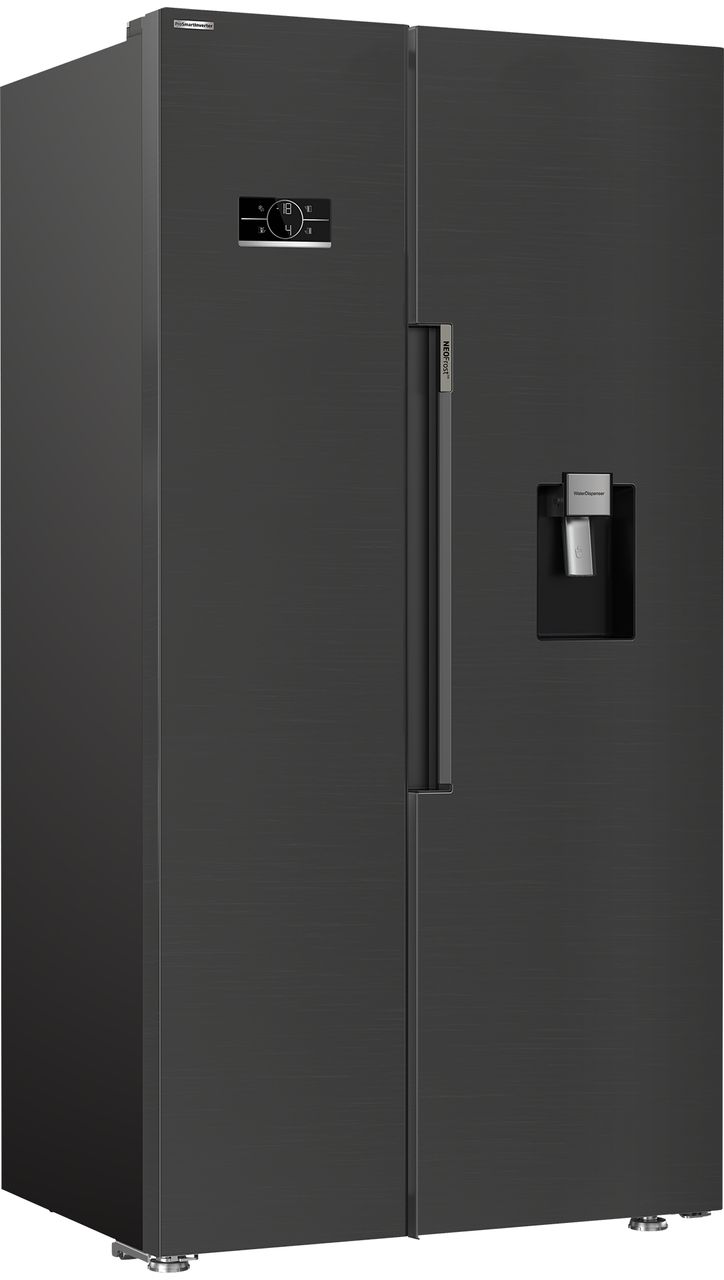 Beko HarvestFresh™ ASD2442VPZ Non-Plumbed Frost Free American Fridge Freezer - Black Steel - E Rated