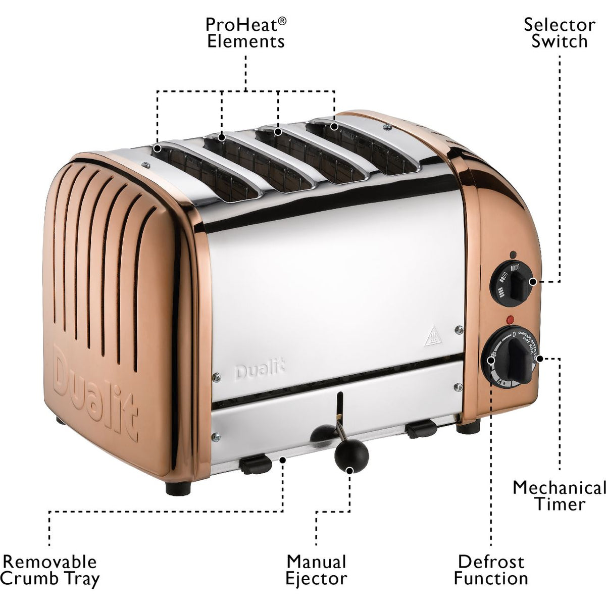 Dualit Classic 47450 4 Slice Toaster - Copper