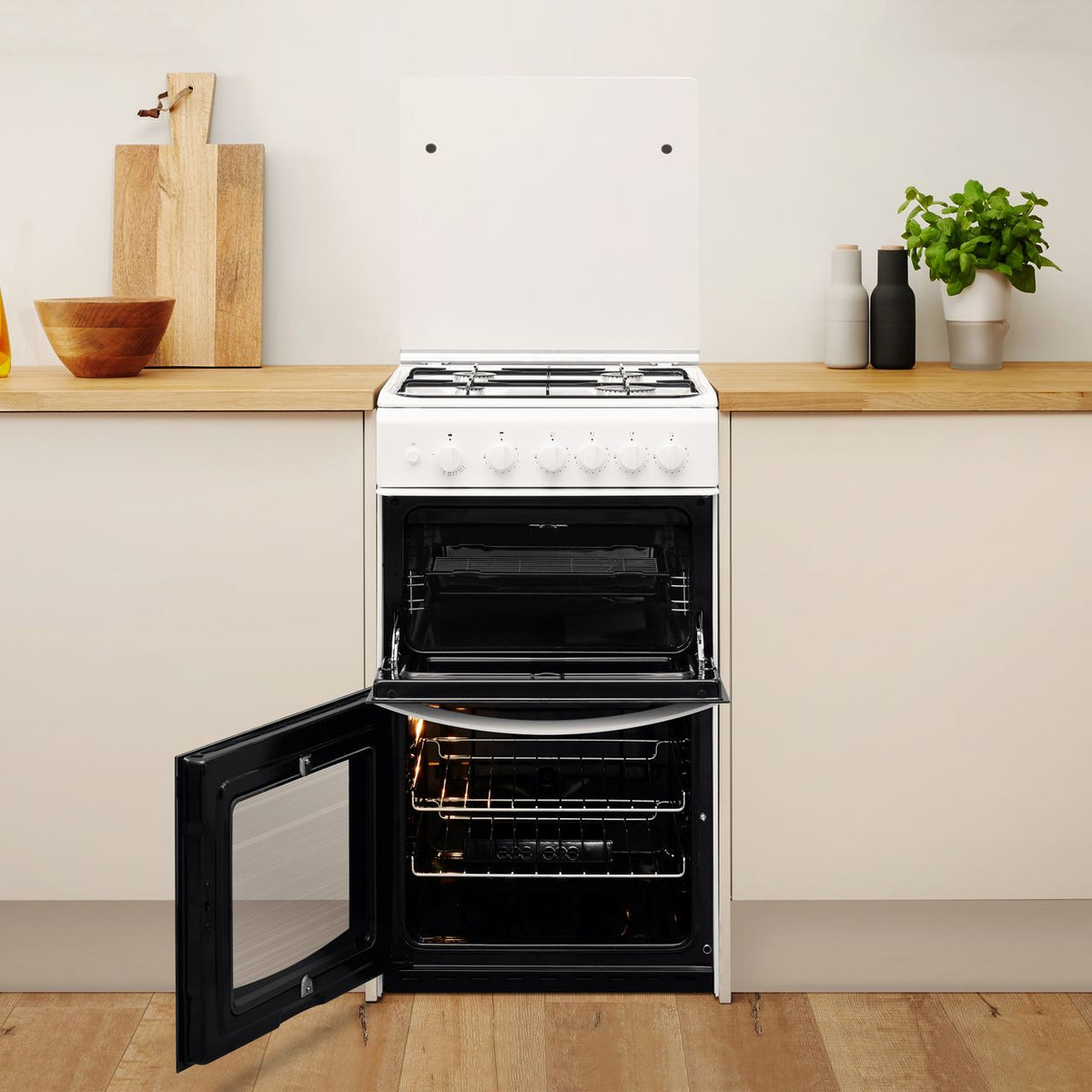 Indesit Cloe ID5G00KMW 50cm Gas Cooker with Full Width Gas Grill - White - A Rated