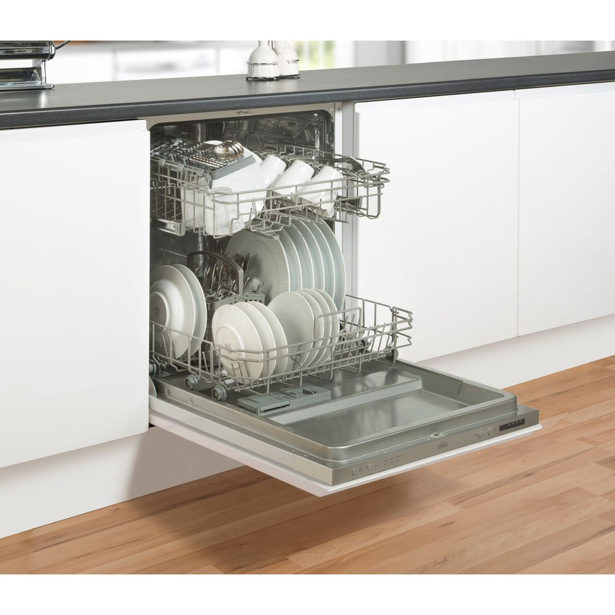 Belling IDW60 Fully Integrated Standard Dishwasher - Stainless Steel Control Panel with Fixed Door Fixing Kit - D Rated