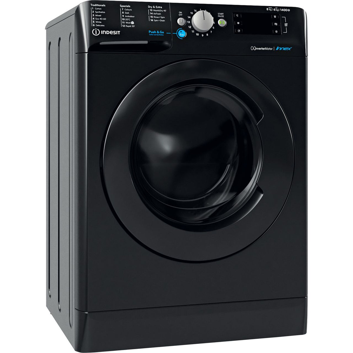 Indesit BDE86436XBUKN 8Kg - 6Kg Washer Dryer with 1400 rpm - Black - D Rated