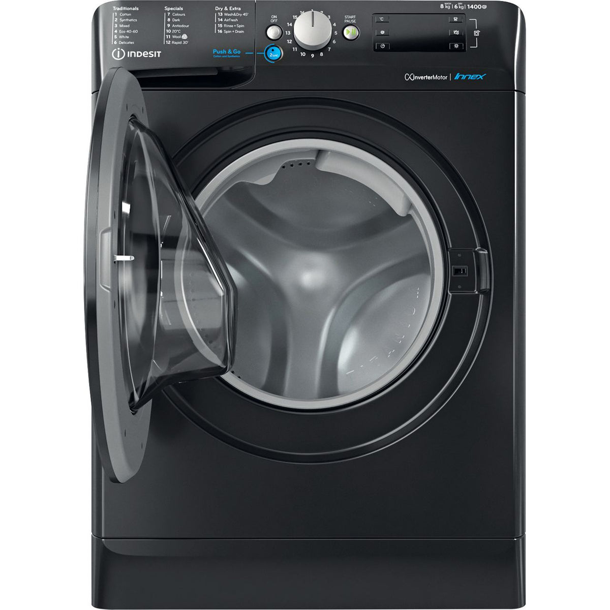 Indesit BDE86436XBUKN 8Kg - 6Kg Washer Dryer with 1400 rpm - Black - D Rated