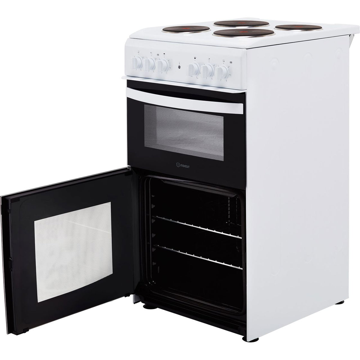 Indesit Cloe ID5E92KMW 50cm Electric Cooker with Solid Plate Hob - White - A Rated