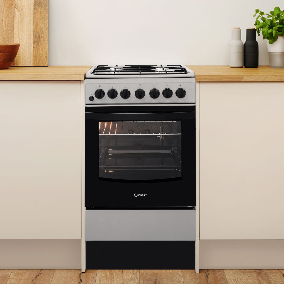 Indesit Cloe IS5G4PHX 50cm Dual Fuel Cooker - Silver - A Rated