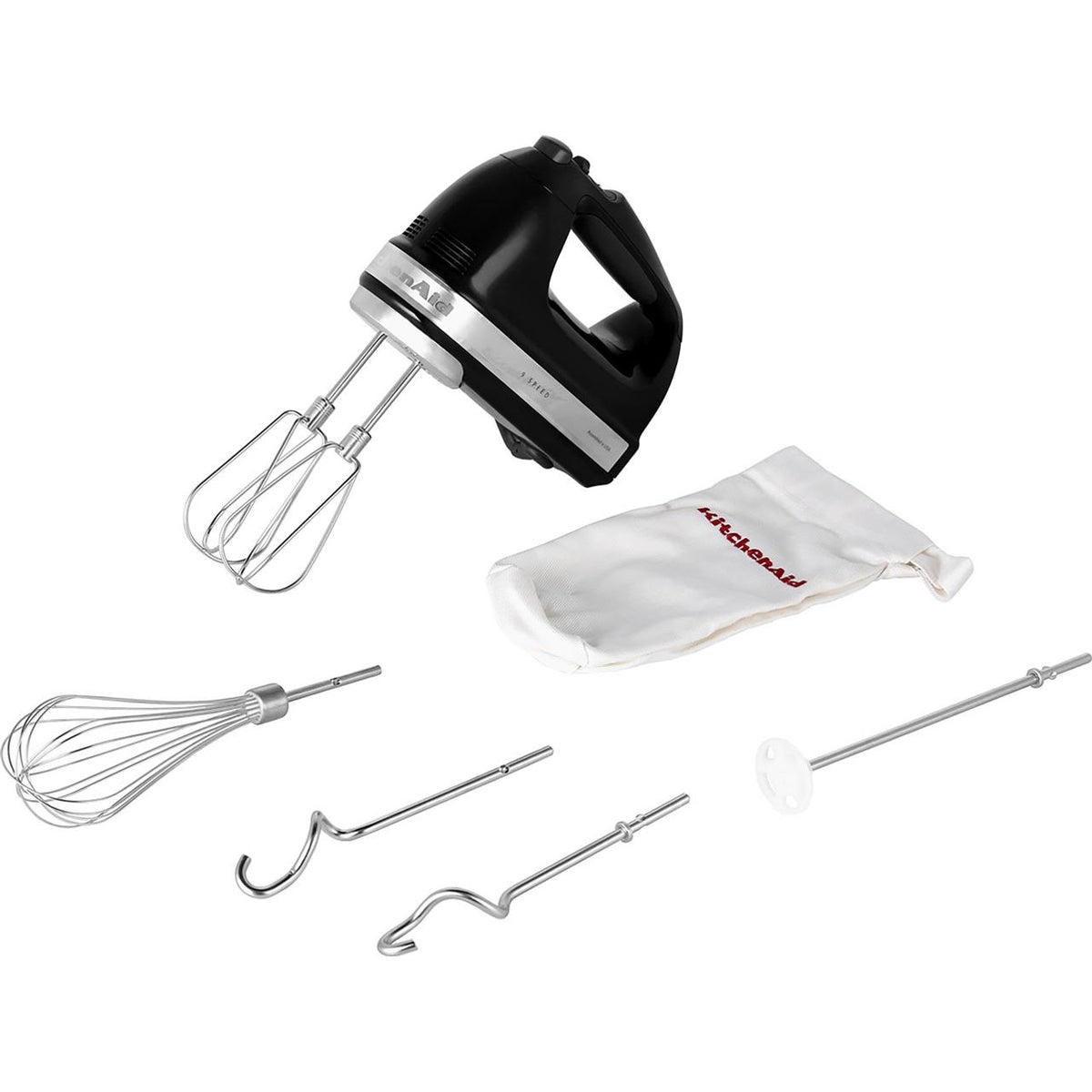 KitchenAid 5KHM9212BOB Hand Mixer with 3 Accessories - Onyx Black