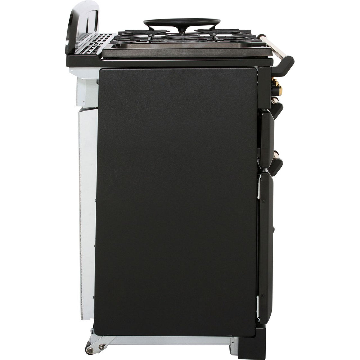 Rangemaster Classic Deluxe CDL110DFFBL-B 110cm Dual Fuel Range Cooker - Black - Brass - A-A Rated