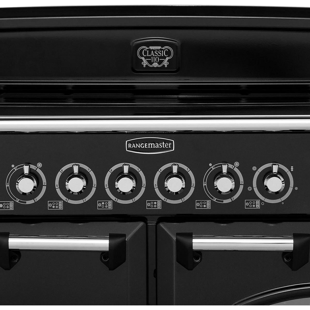 Rangemaster Classic Deluxe CDL110ECBL-C 110cm Electric Range Cooker with Ceramic Hob - Black - Chrome - A-A Rated