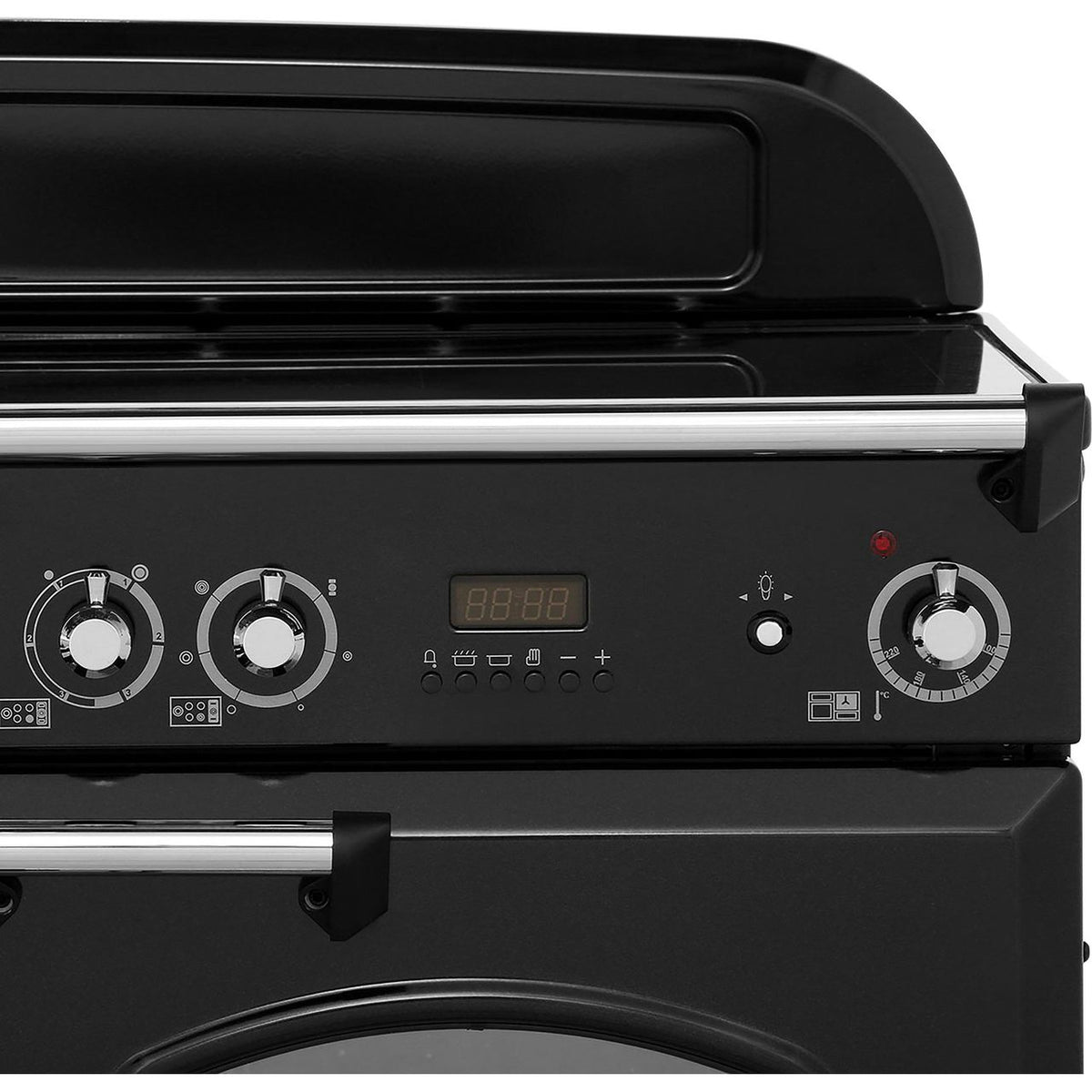 Rangemaster Classic Deluxe CDL110ECBL-C 110cm Electric Range Cooker with Ceramic Hob - Black - Chrome - A-A Rated