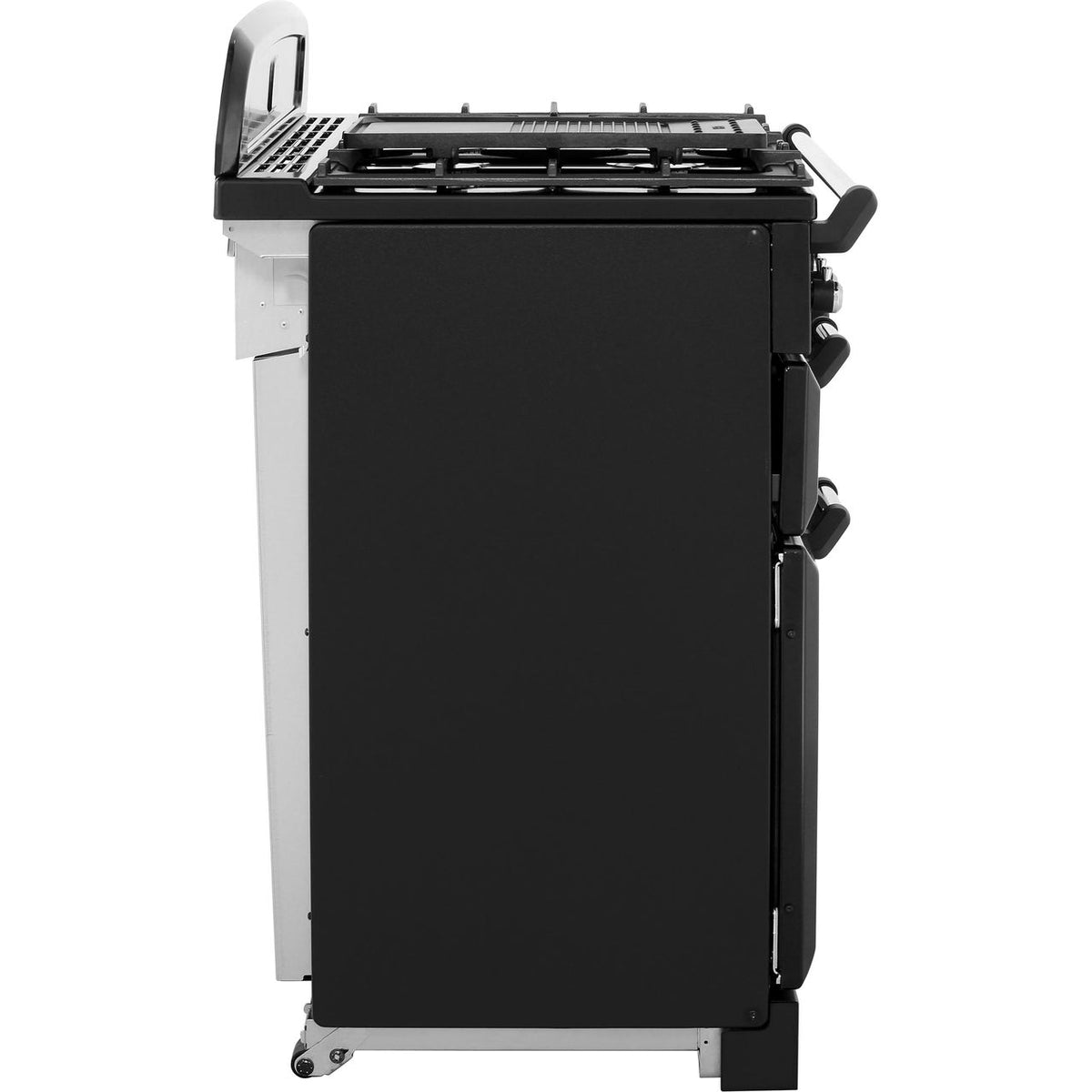 Rangemaster Classic CLA100NGFBL-C 100cm Gas Range Cooker with Electric Fan Oven - Black - Chrome - A+-A Rated