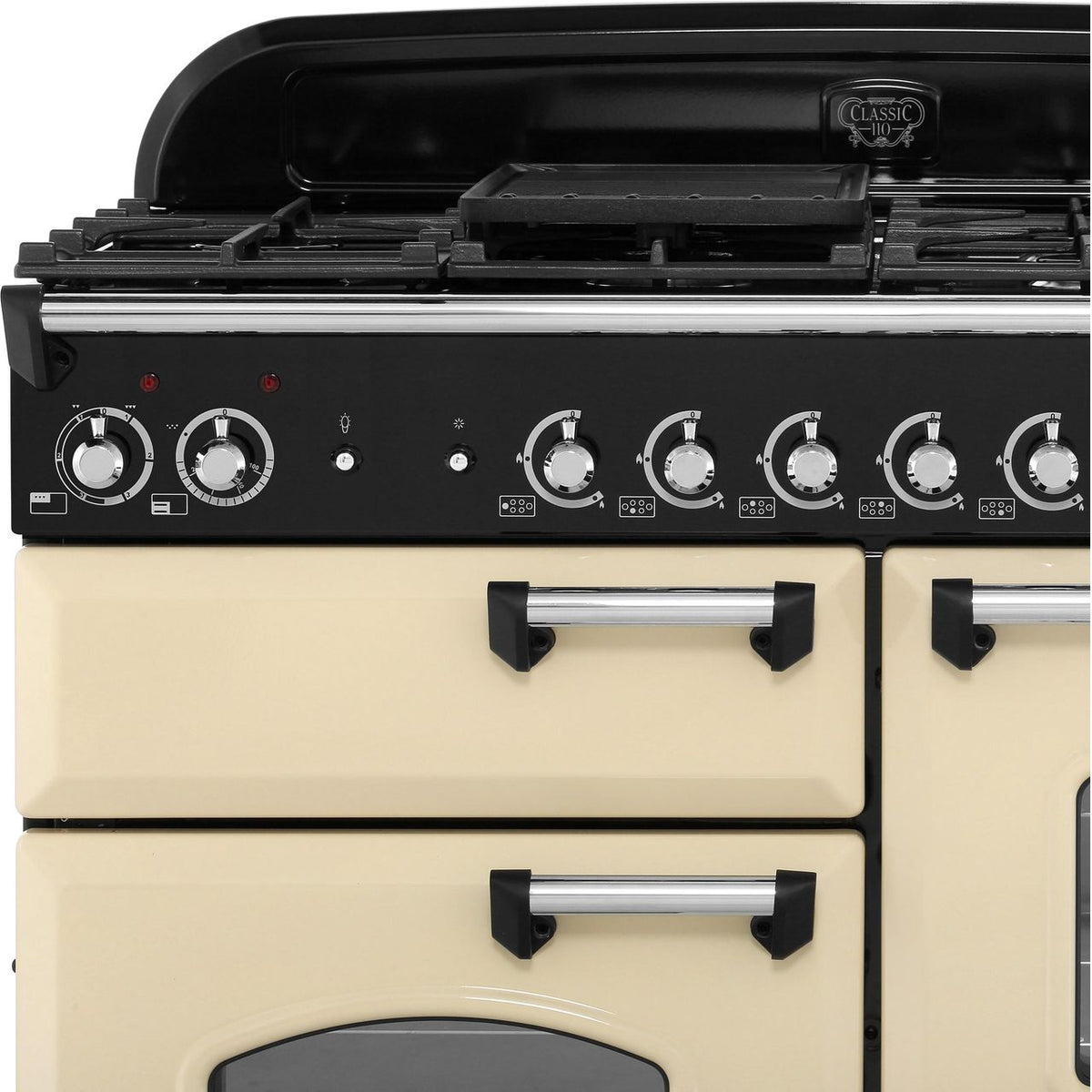 Rangemaster Classic CLA110DFFCR-C 110cm Dual Fuel Range Cooker - Cream - Chrome - A-A Rated