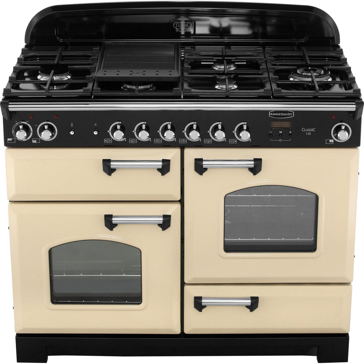 Rangemaster Classic CLA110DFFCR-C 110cm Dual Fuel Range Cooker - Cream - Chrome - A-A Rated