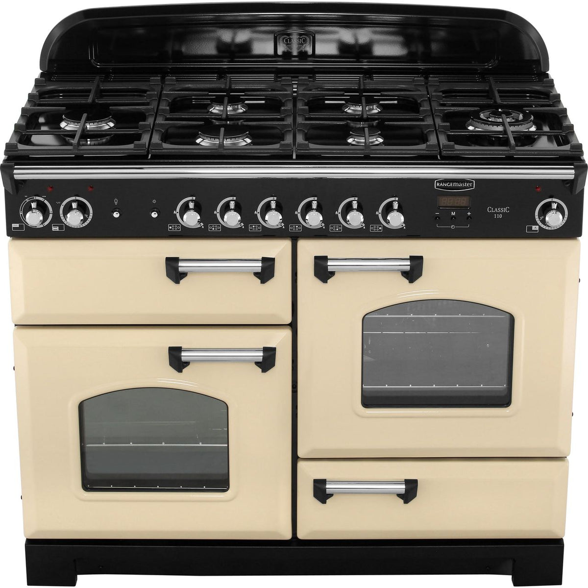 Rangemaster Classic CLA110DFFCR-C 110cm Dual Fuel Range Cooker - Cream - Chrome - A-A Rated