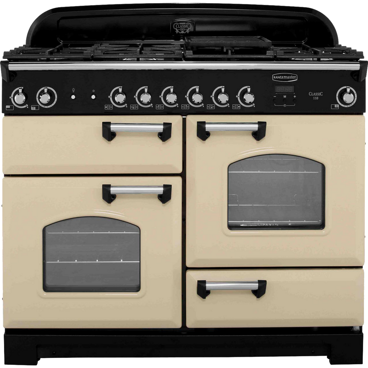 Rangemaster Classic CLA110NGFCR-C 110cm Gas Range Cooker - Cream - Chrome - A+-A+ Rated