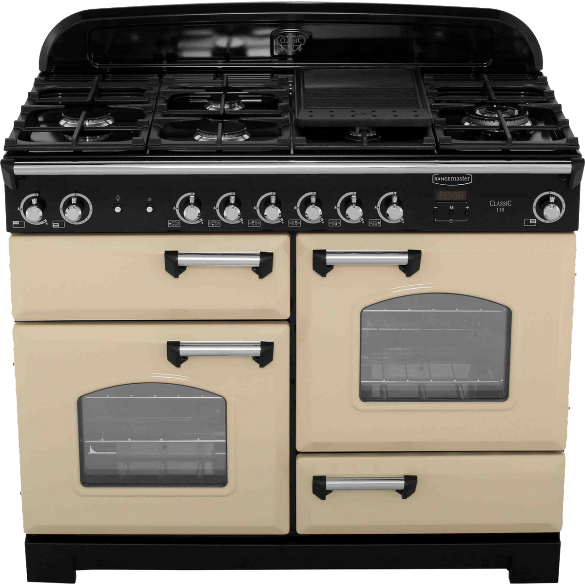 Rangemaster Classic CLA110NGFCR-C 110cm Gas Range Cooker - Cream - Chrome - A+-A+ Rated