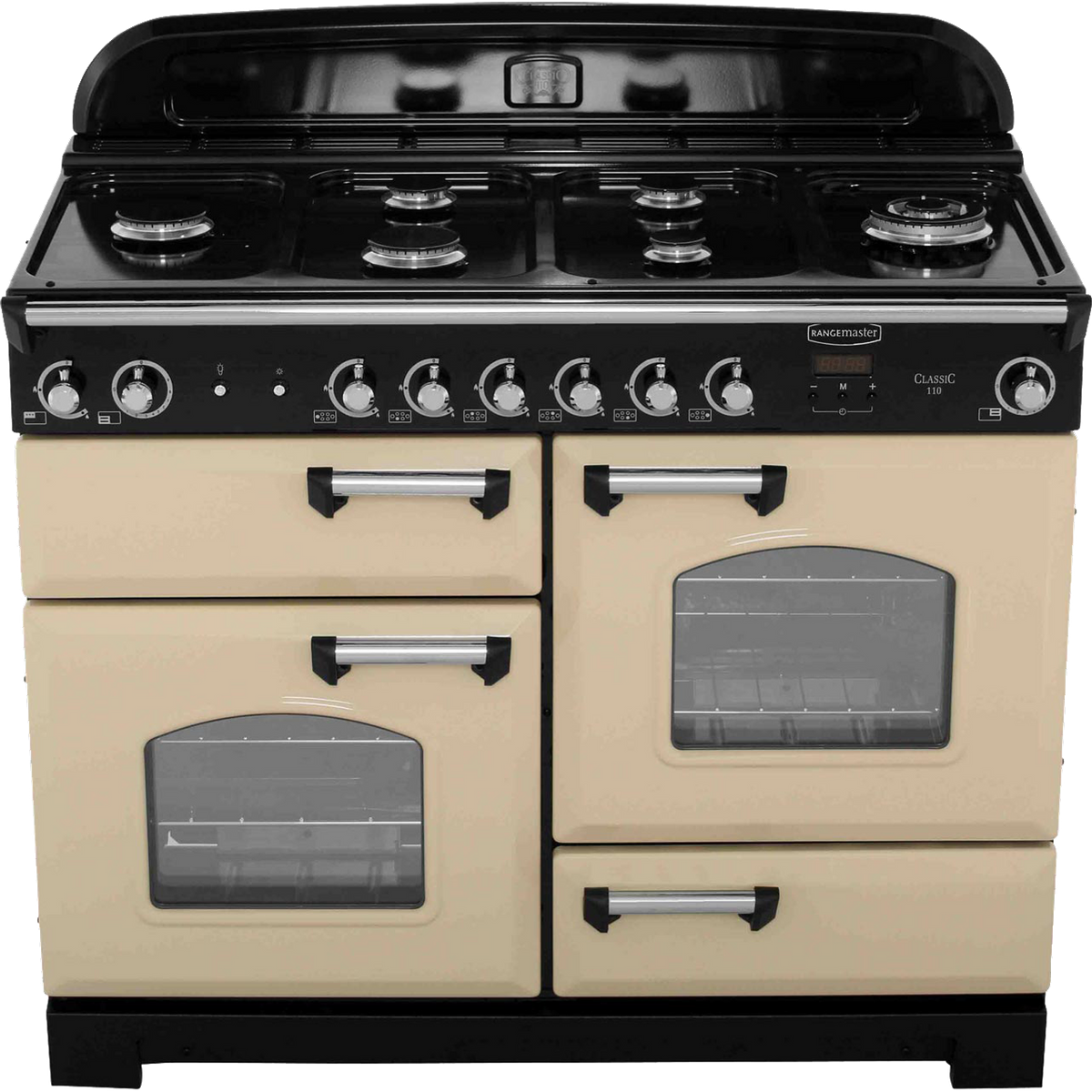 Rangemaster Classic CLA110NGFCR-C 110cm Gas Range Cooker - Cream - Chrome - A+-A+ Rated