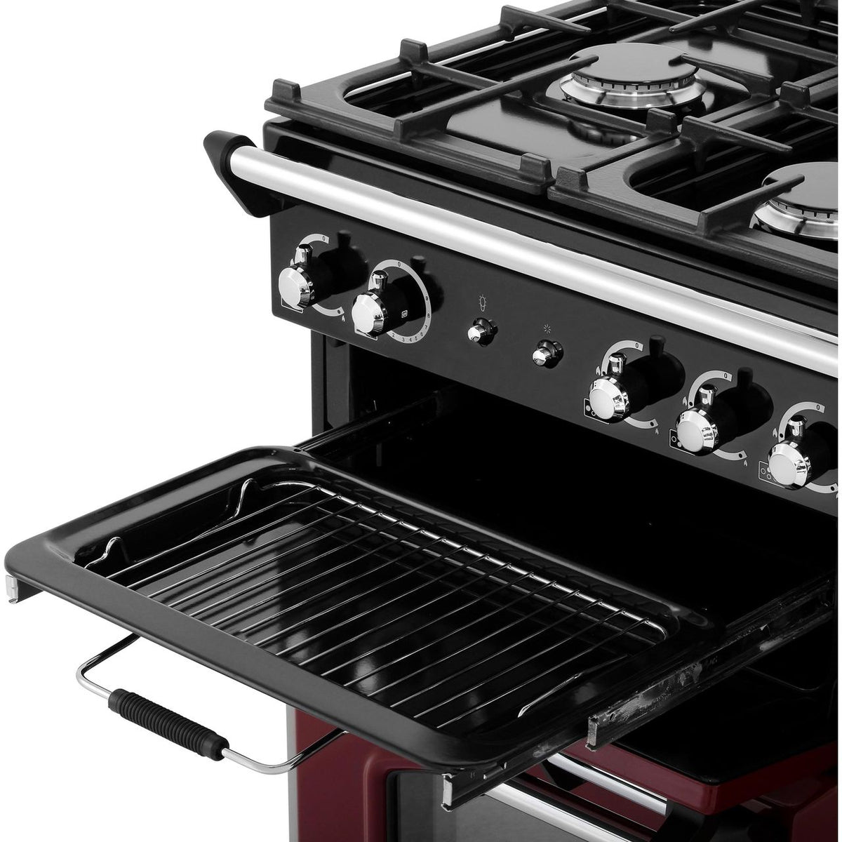 Rangemaster Classic CLA110NGFCY-C 110cm Gas Range Cooker - Cranberry - Chrome - A+-A+ Rated