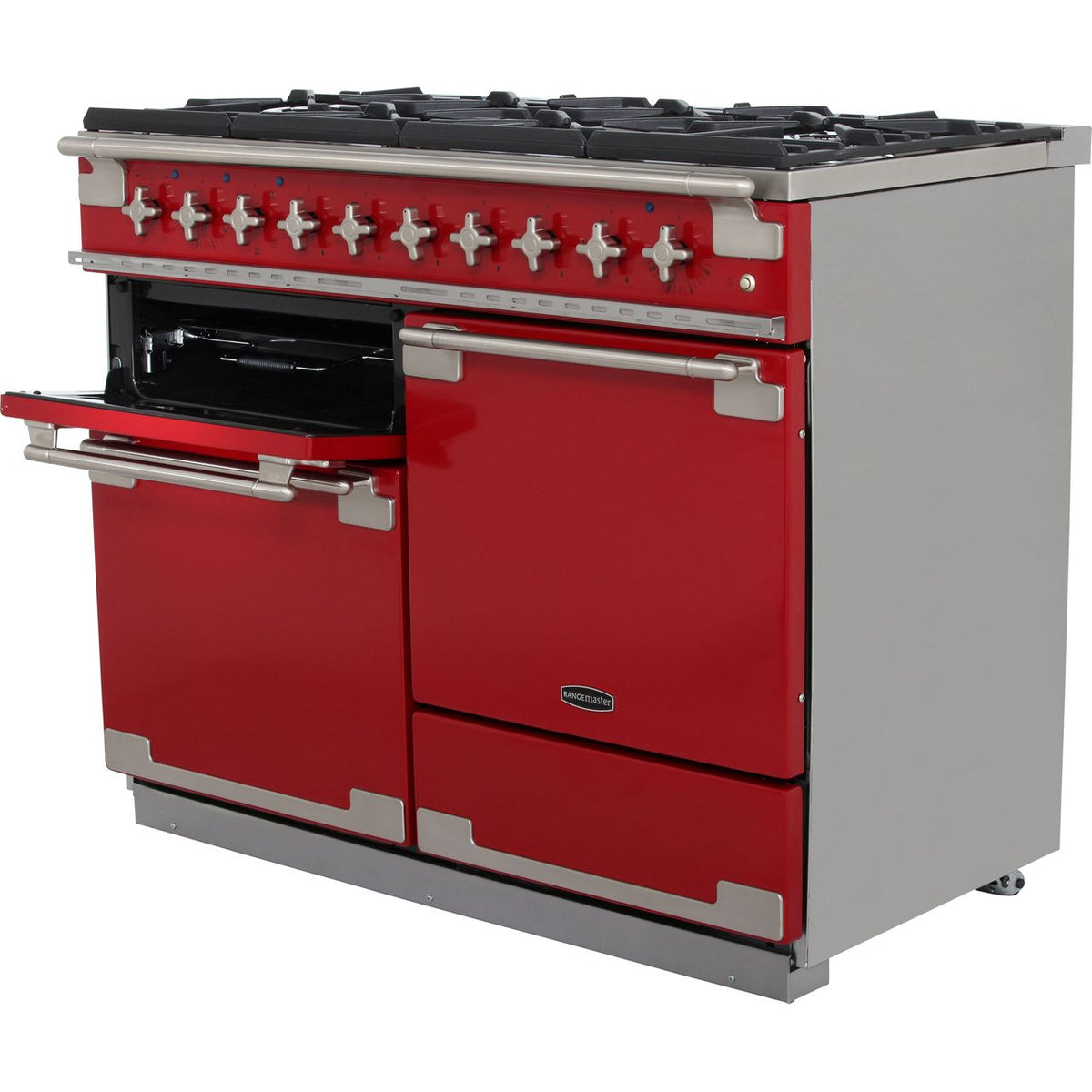 Rangemaster Elise ELS110DFFRD 110cm Dual Fuel Range Cooker - Cherry Red - A-A Rated