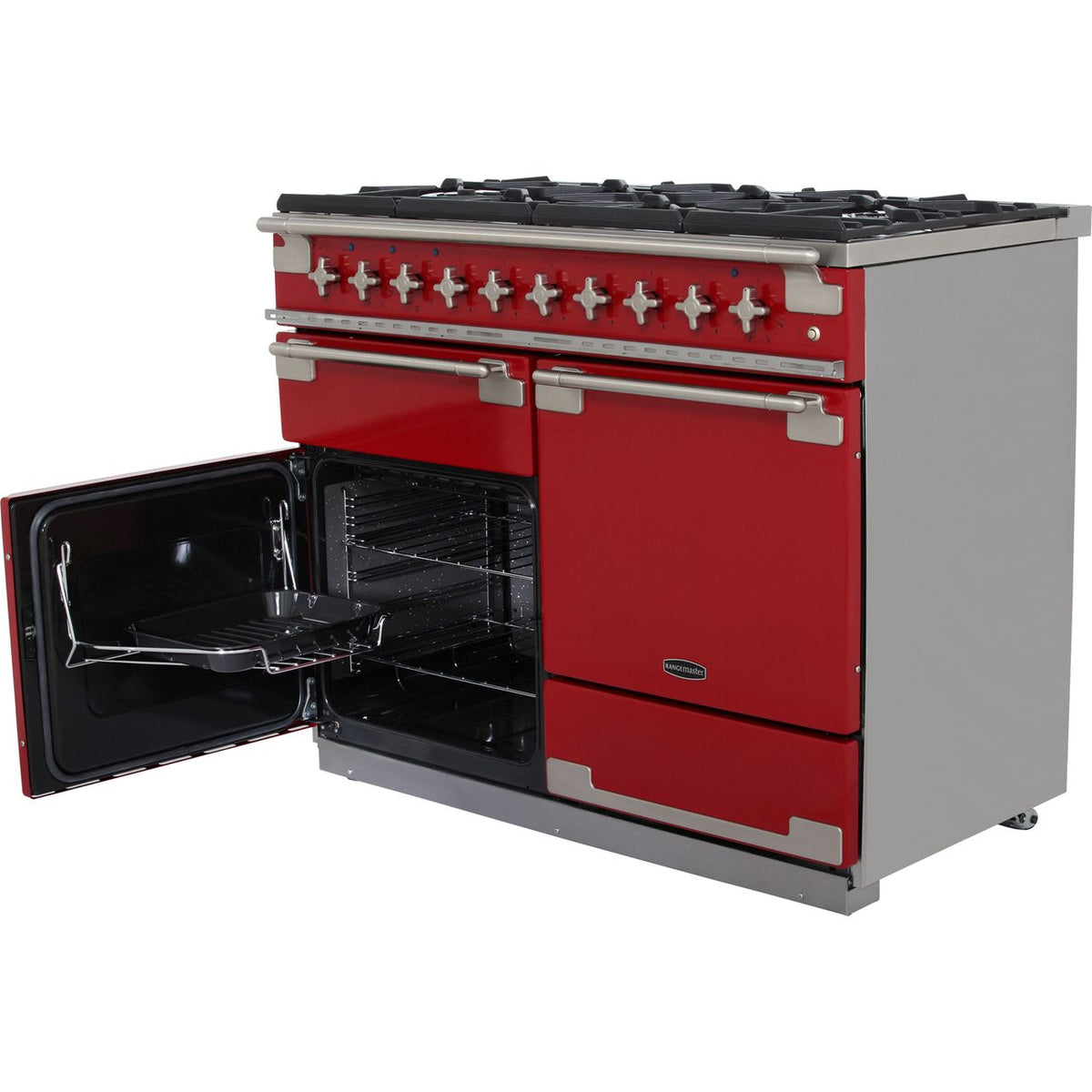 Rangemaster Elise ELS110DFFRD 110cm Dual Fuel Range Cooker - Cherry Red - A-A Rated