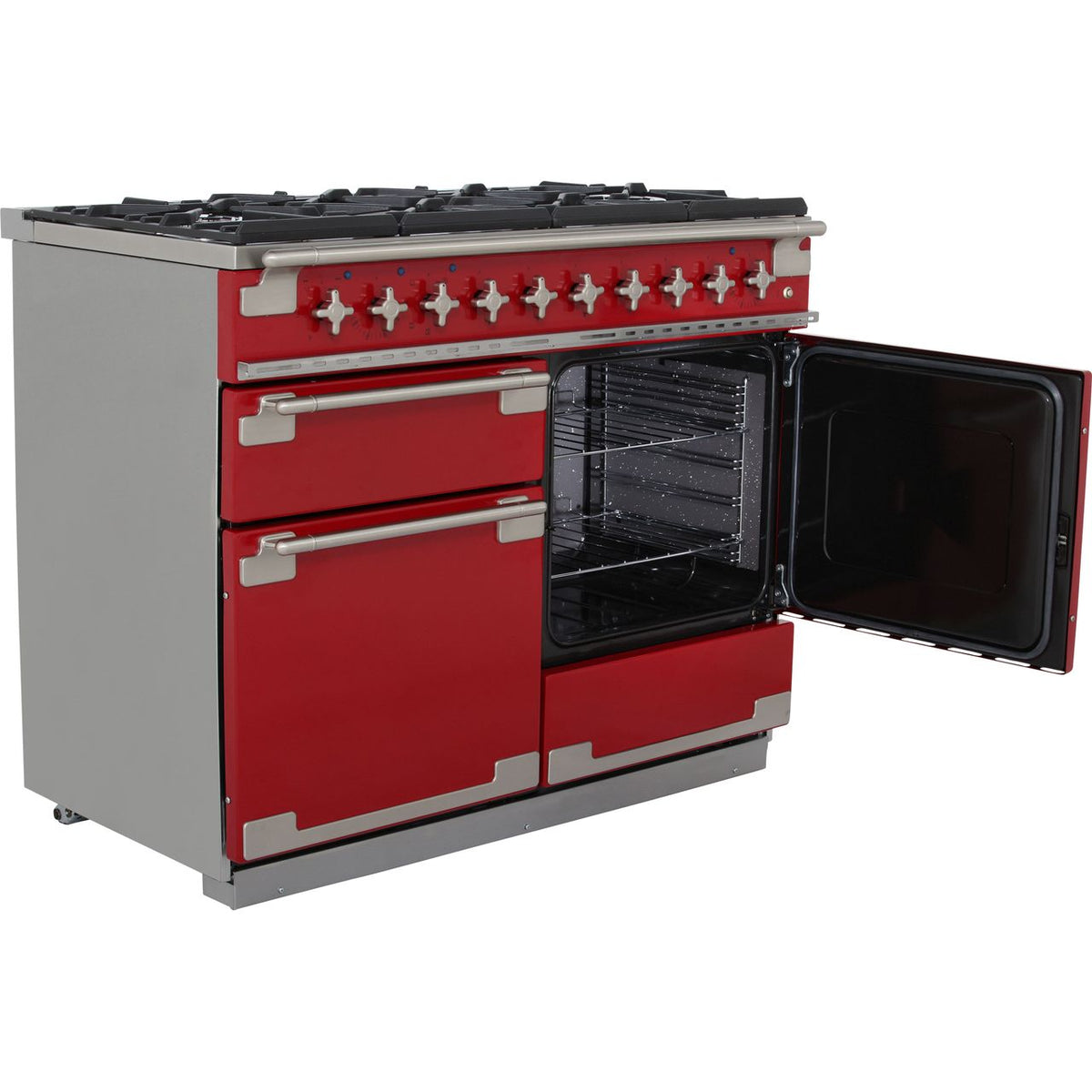 Rangemaster Elise ELS110DFFRD 110cm Dual Fuel Range Cooker - Cherry Red - A-A Rated