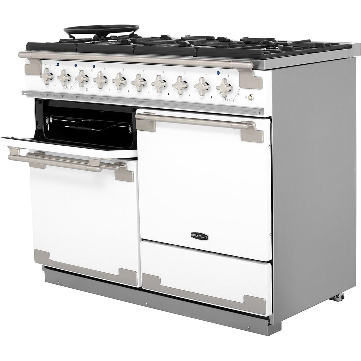 Rangemaster Elise ELS110DFFWH 110cm Dual Fuel Range Cooker - White - A-A Rated