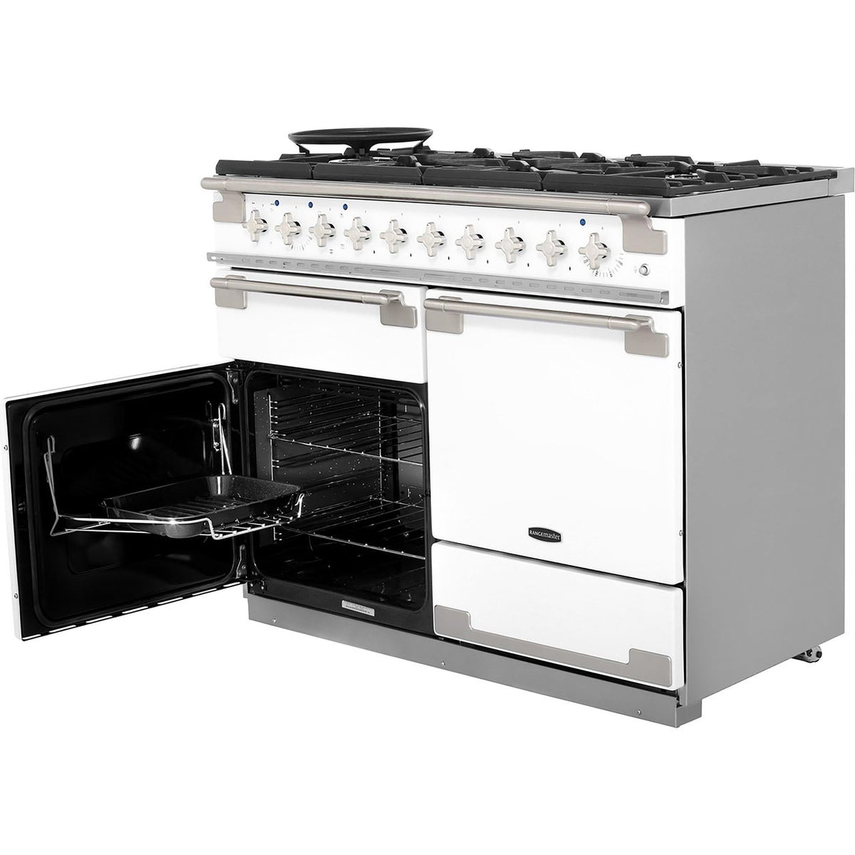 Rangemaster Elise ELS110DFFWH 110cm Dual Fuel Range Cooker - White - A-A Rated