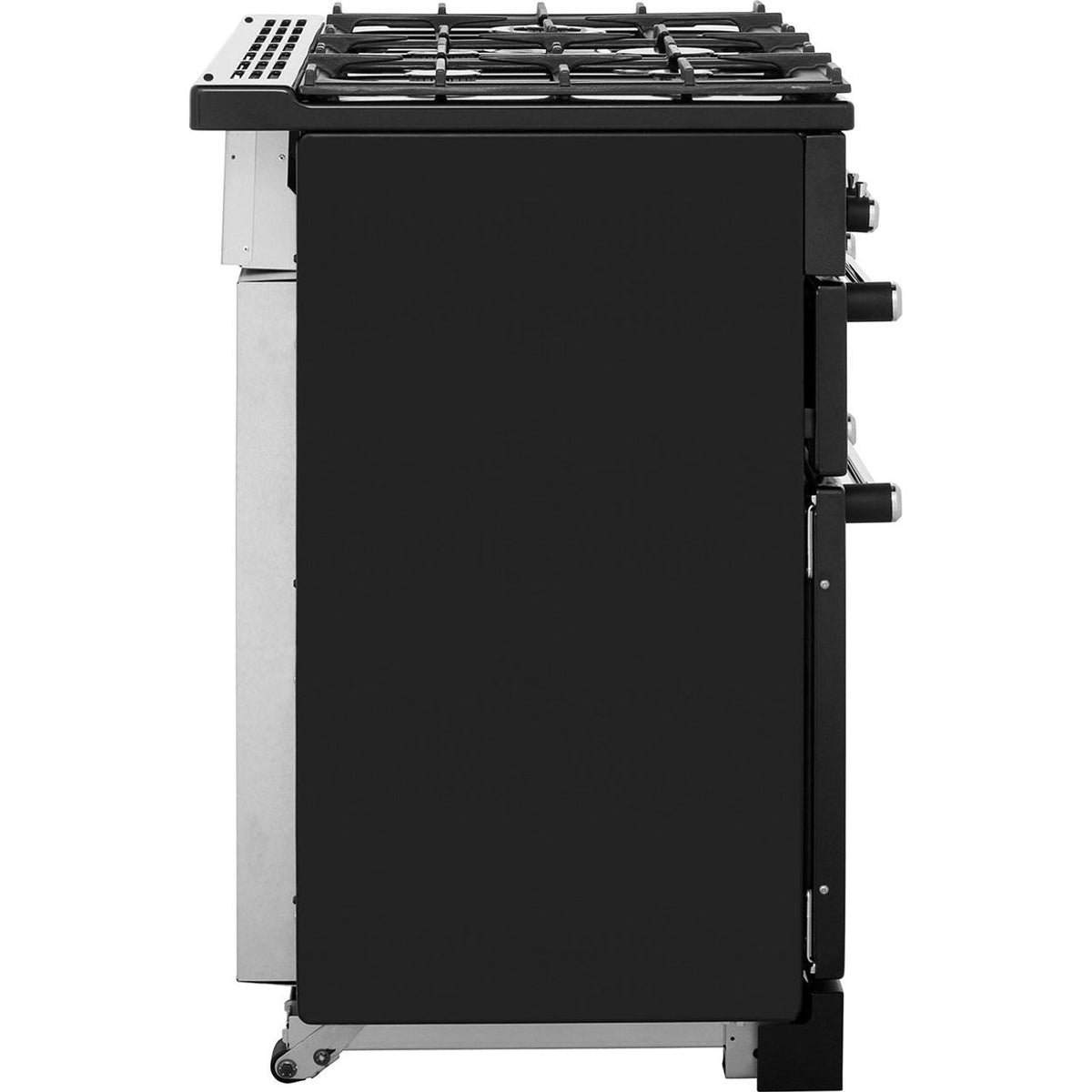 Rangemaster Kitchener KCH100DFFBL-C 100cm Dual Fuel Range Cooker - Black - Chrome - A-A Rated