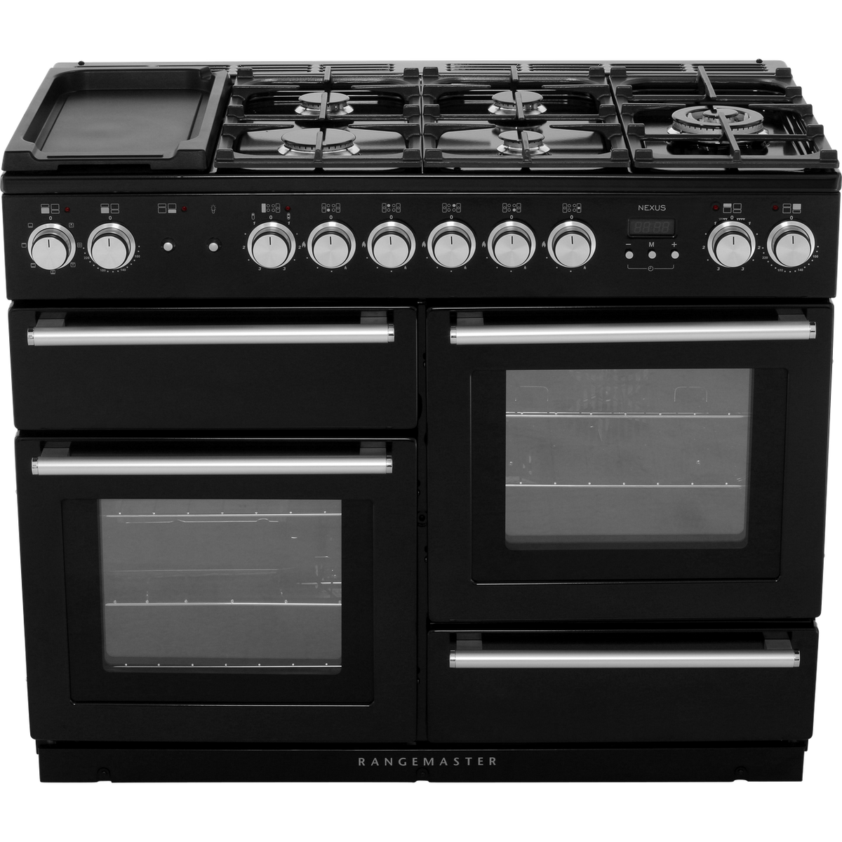 Rangemaster Nexus NEX110DFFBL-C 110cm Dual Fuel Range Cooker - Black - A-A Rated