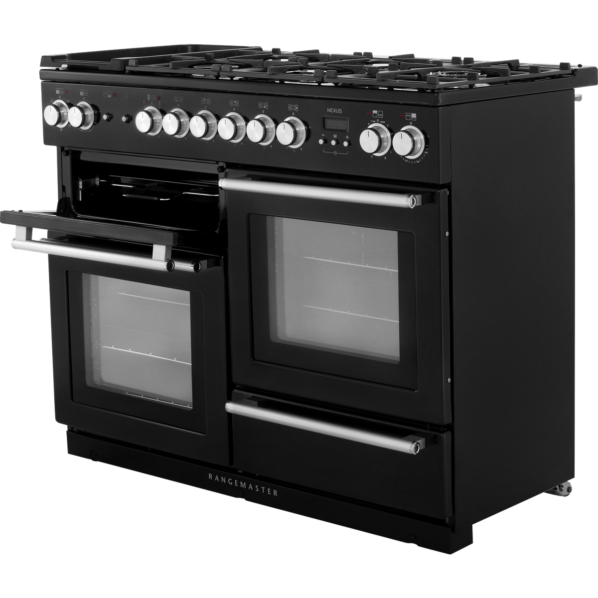 Rangemaster Nexus NEX110DFFBL-C 110cm Dual Fuel Range Cooker - Black - A-A Rated