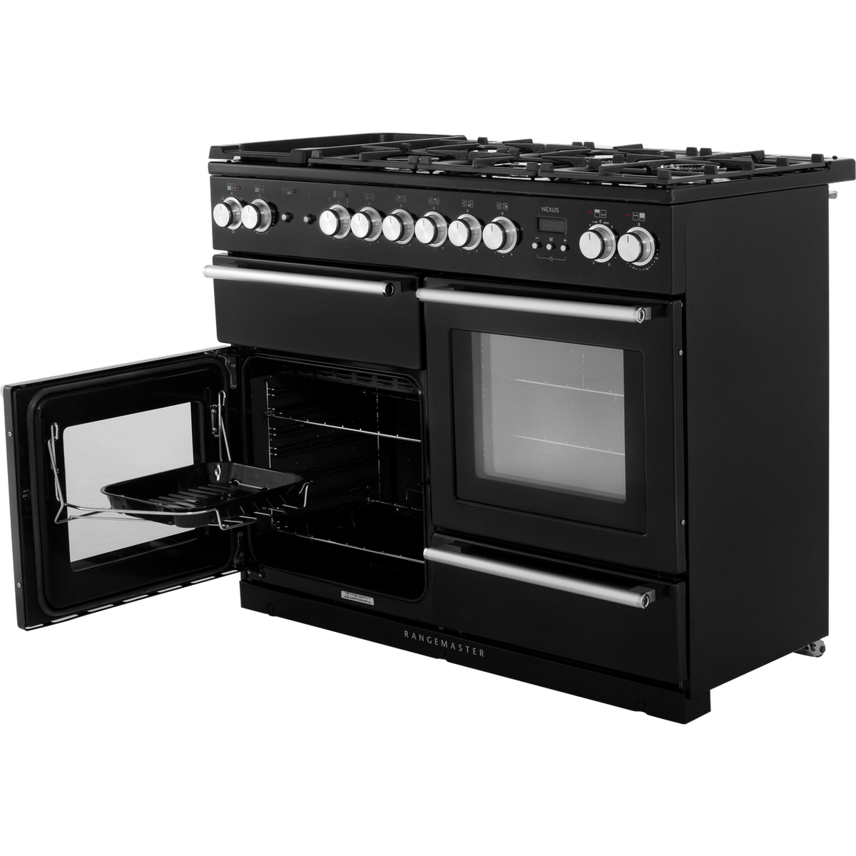 Rangemaster Nexus NEX110DFFBL-C 110cm Dual Fuel Range Cooker - Black - A-A Rated