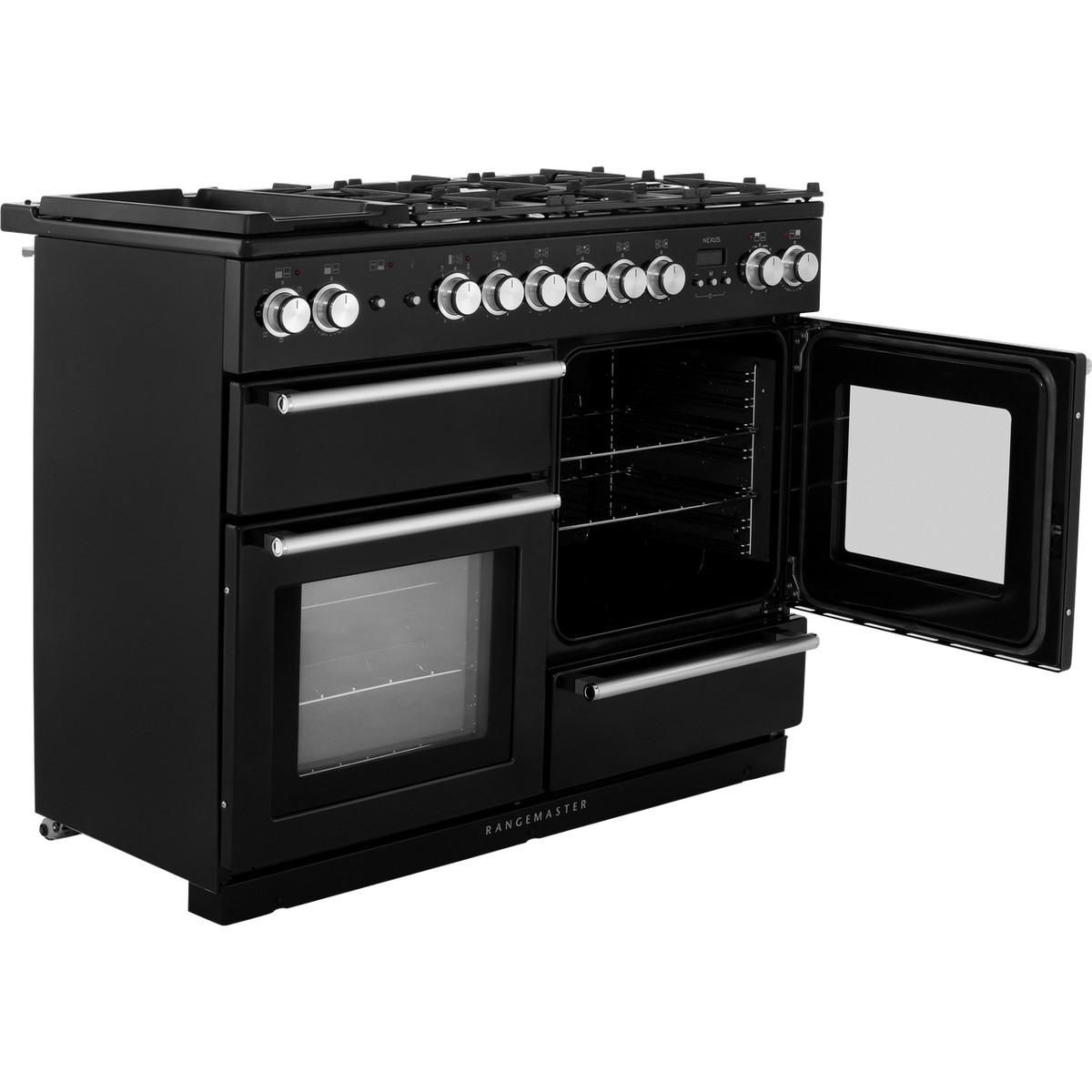 Rangemaster Nexus NEX110DFFBL-C 110cm Dual Fuel Range Cooker - Black - A-A Rated