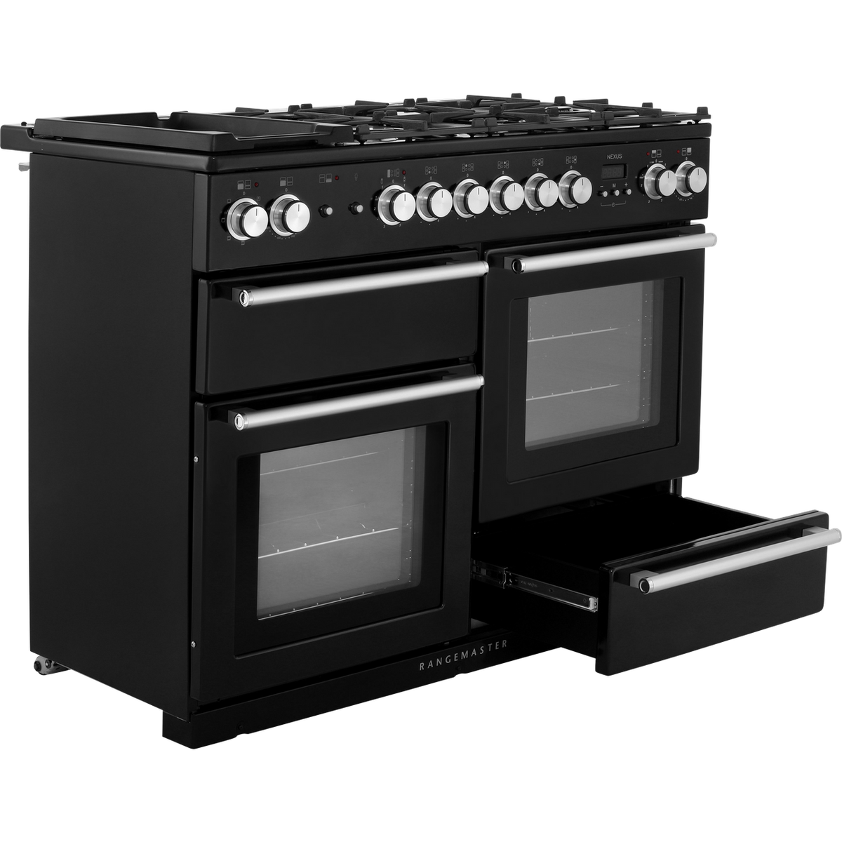 Rangemaster Nexus NEX110DFFBL-C 110cm Dual Fuel Range Cooker - Black - A-A Rated