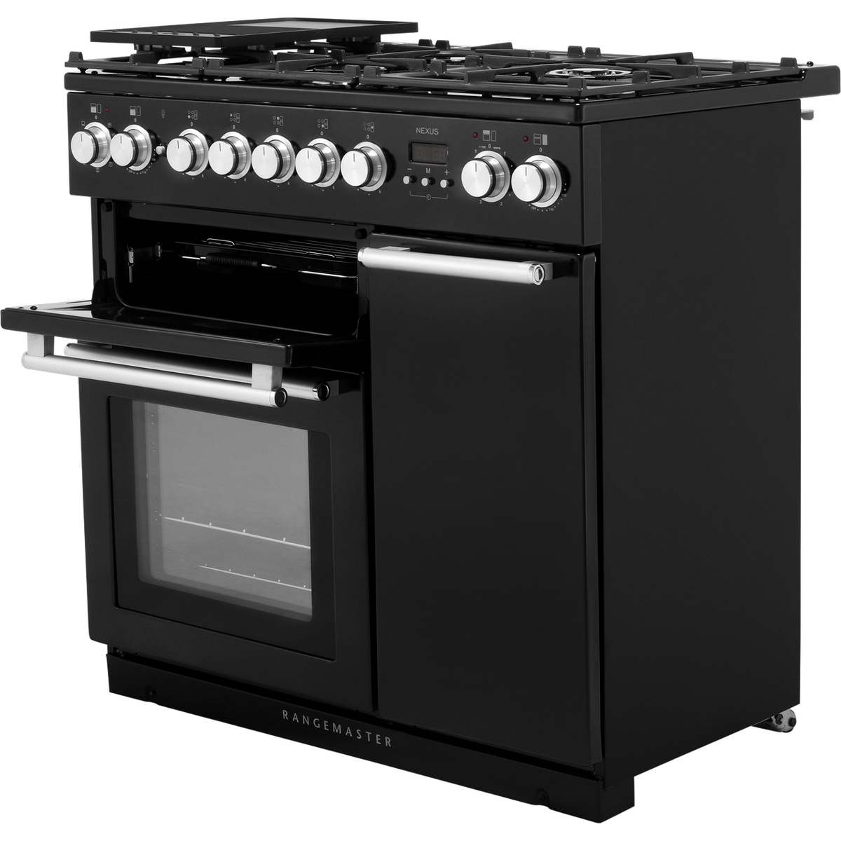 Rangemaster Nexus NEX90DFFBL-C 90cm Dual Fuel Range Cooker - Black - A-A Rated