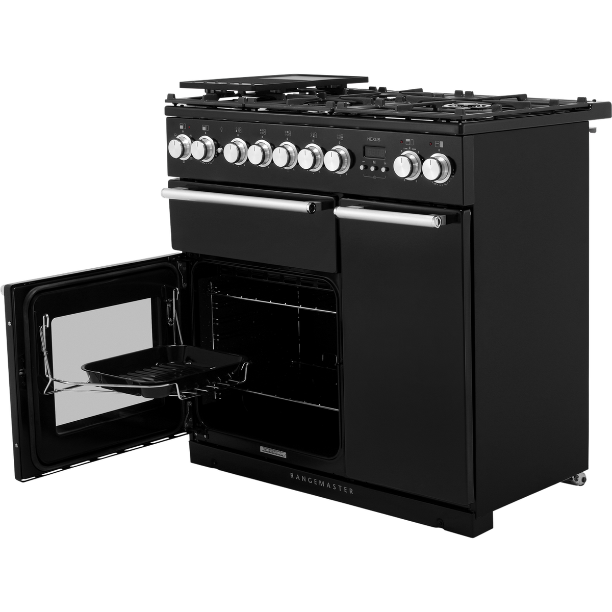 Rangemaster Nexus NEX90DFFBL-C 90cm Dual Fuel Range Cooker - Black - A-A Rated