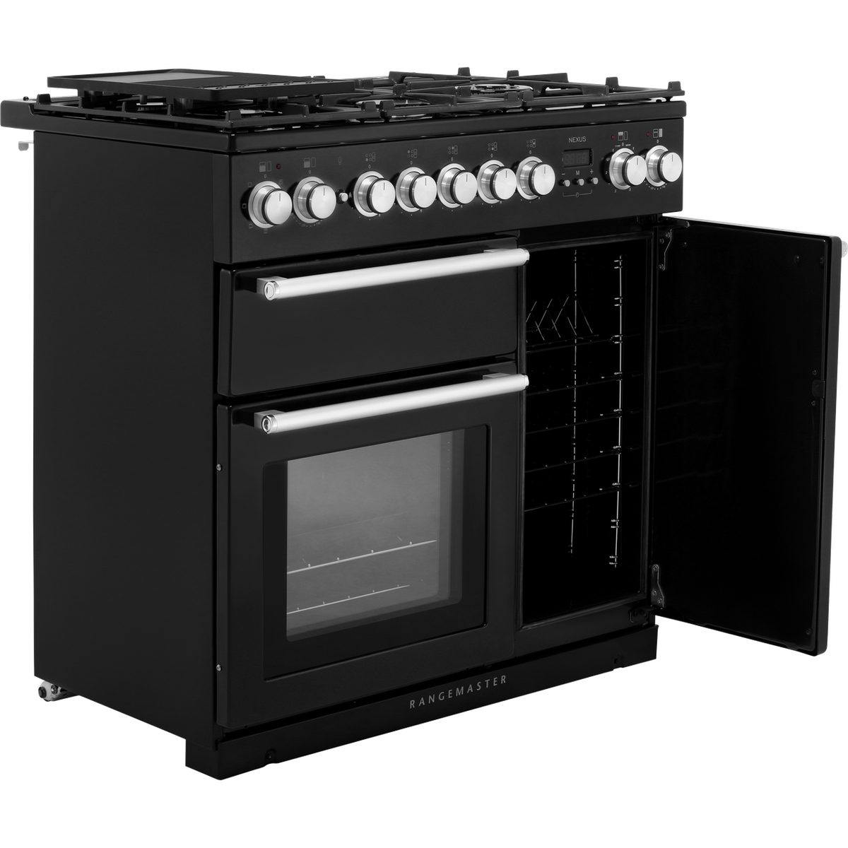 Rangemaster Nexus NEX90DFFBL-C 90cm Dual Fuel Range Cooker - Black - A-A Rated